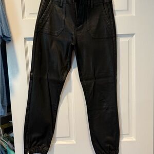 Paige Denim Black Coated Denim Jogger Pants